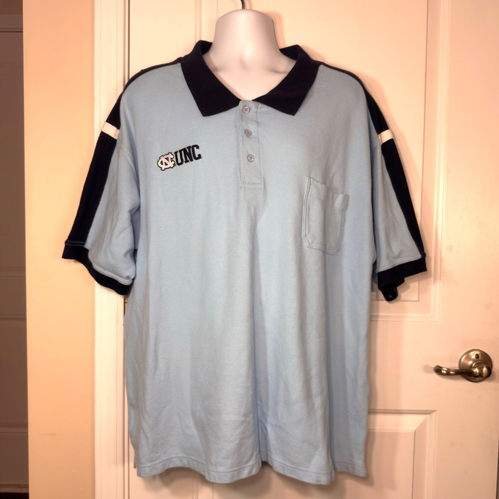 TSI Sportswear UNC Tar Heels Polo Shirt Blue Colorblock Vintage Style Size 2XL